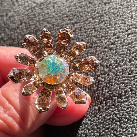 Vintage sparkly cocktail ring aurora borealis crystals adjustable - Picture 4 of 6
